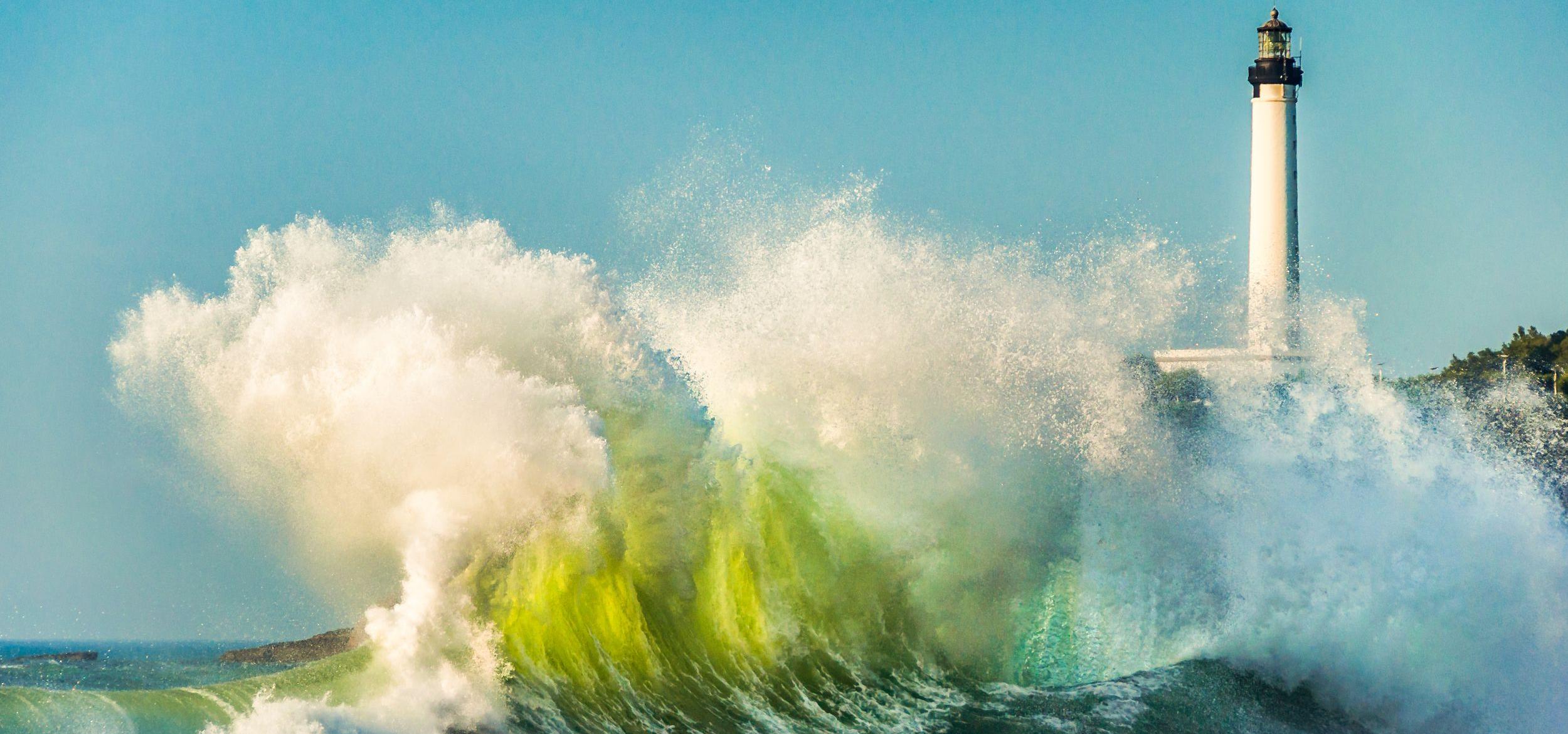 Huge wave in Biarritz, France