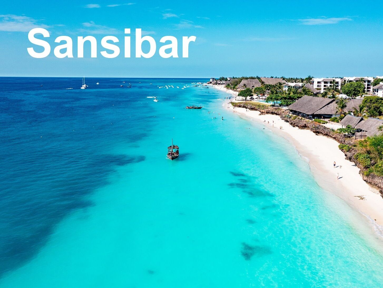 Aerial view of Nungwi beach in Zanzibar, Tanzania